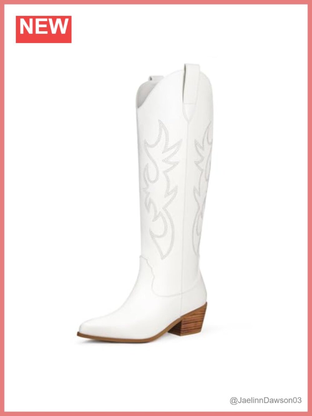 Faux Leather Western Cowboy Knee High Boots Embroidered Pull-On Block Heel